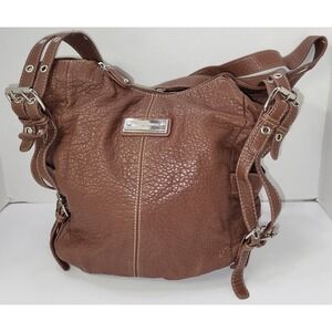 Franco Sarto Brown Vegan Pebble Leather Tote Shoulder Bag Purse Betty Buckles